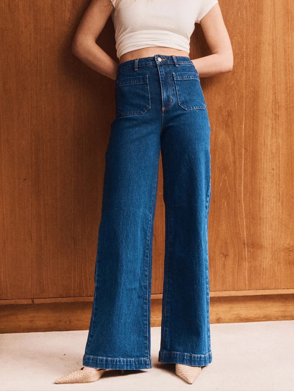 ROLLA'S High-Rise Wide Leg Jeans in Medium Blue Size 28
